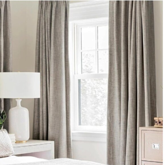 Miulee Blackout Curtains Gray Tan Faux Linen 51 x 84 Curtain Panel Pair NEW - Picture 1 of 16